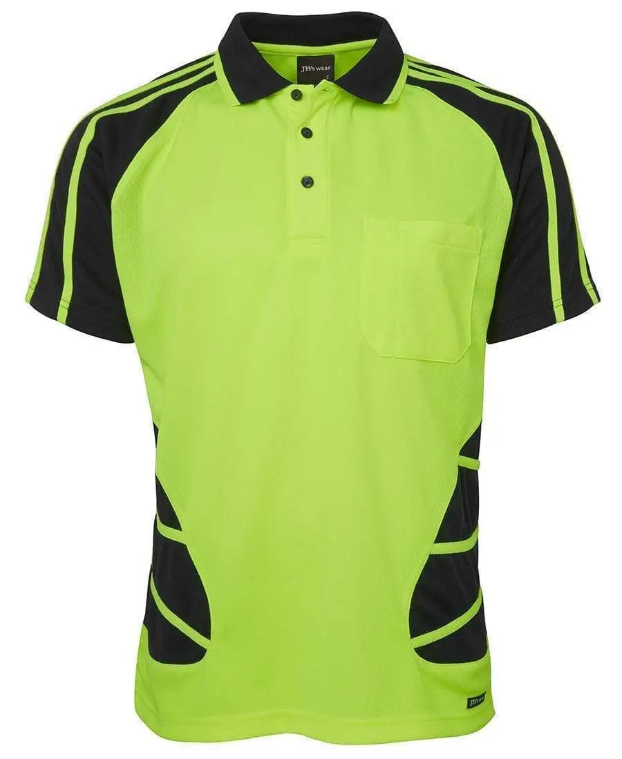 JB'S Hi-Vis Short Sleeve Spider Polo 6HSP Work Wear Jb's Wear Lime/Black XS